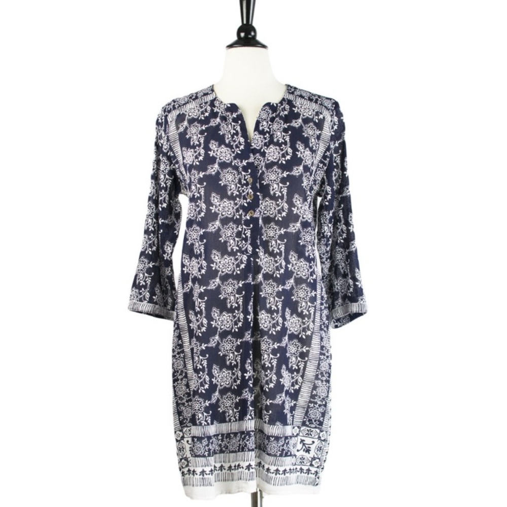 RAGA | Blue & White Paisley Print Shirtdress, M